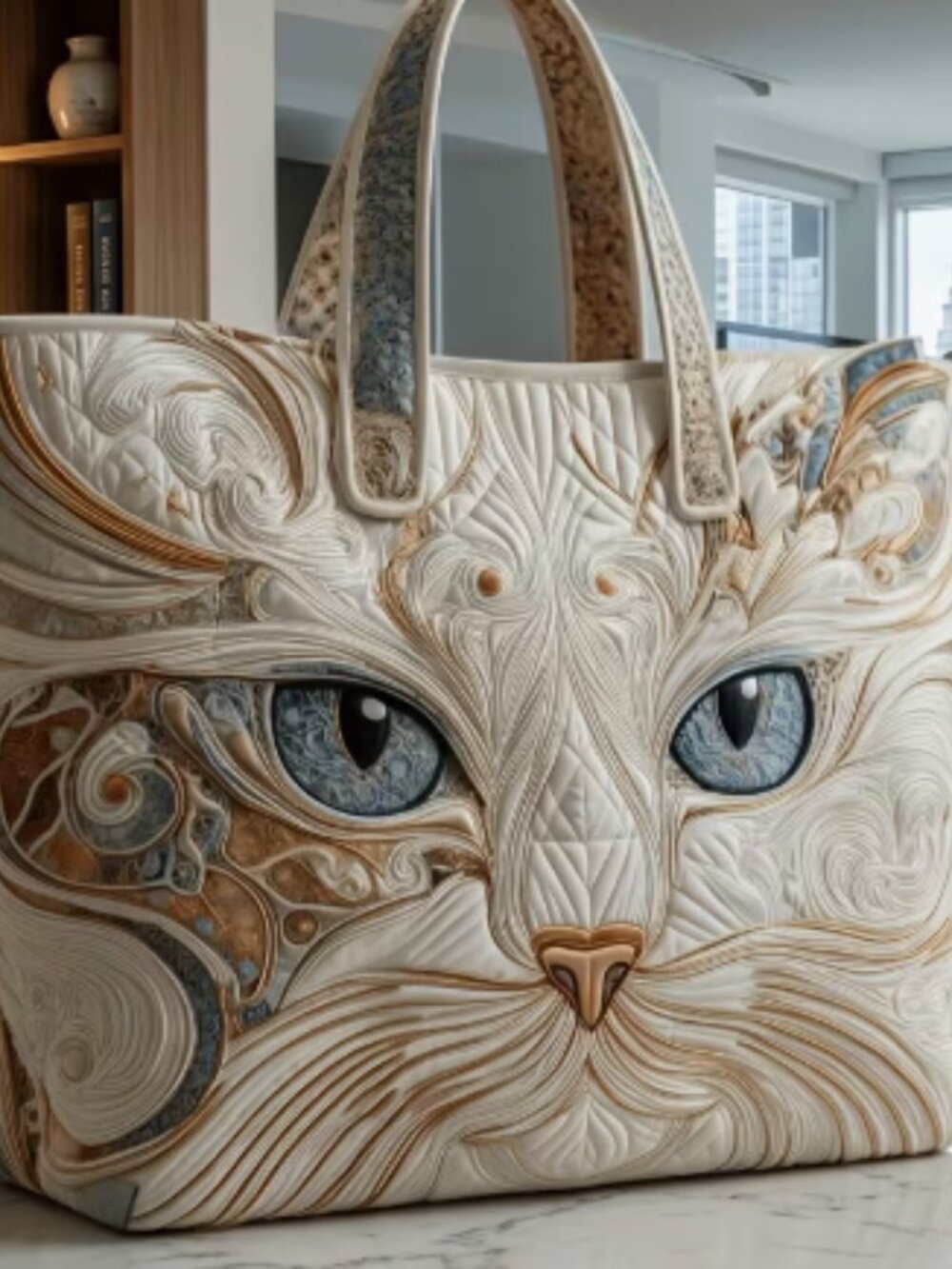 New Large Quilted Cat Tote Bag